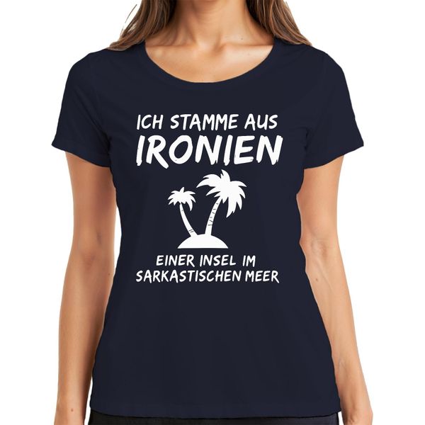 I'm From Ironies Of An Island Sarcastic Humour Palms Ladies T-Shirt, Navy, S-image