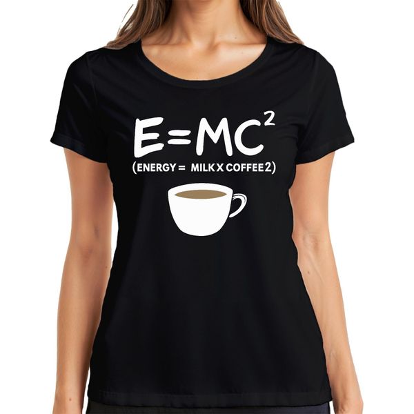 Teoria Della Relatività Formula Del Caffè Nerd Fisica Dire Mattina Caffè Albert Einstein Maglietta Da Donna, Nero, Xl-image