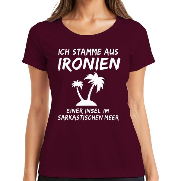 I'm From Ironies Of An Island Sarcastic Humour Palms Ladies T-Shirt, Borgogna, S-image