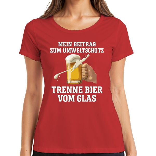 Trenne Bier Vom Glas Mein Beitrag Umweltschutz Bierkrug Bierfan Maglietta Da Donna, Rosso, L-image