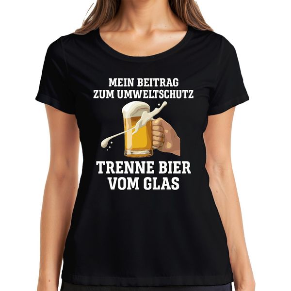 Trenne Bier Vom Glas Mein Beitrag Umweltschutz Bierkrug Bierfan Maglietta Da Donna, Nero, L-image