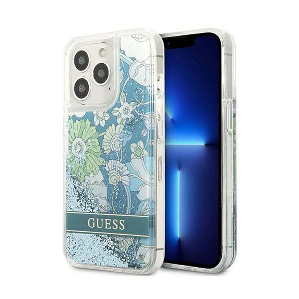 Guess Guhcp13Llflsn Custodia Rigida Per Iphone 13 Pro / 13 6.1 Verde/Verde Fiore Liquido Glitterato-image