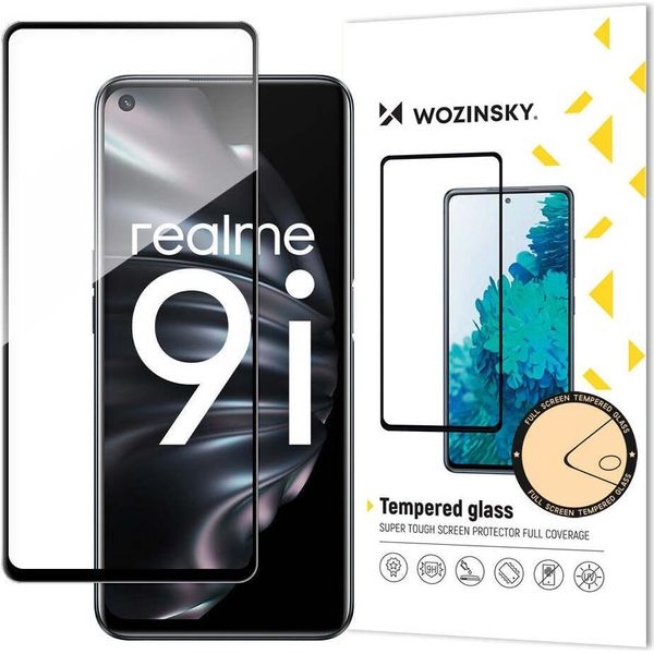 Wozinsky Super Durevole Piena Colla Vetro Temperato Per L'intero Schermo Con Telaio Caso Amichevole Oppo A76 / Oppo A36 / Realme 9I Nero-image