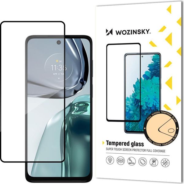 Wozinsky Super Tough Full Glue Vetro Temperato A Schermo Intero Con Telaio Amichevole Motorola Moto G62 Nero-image