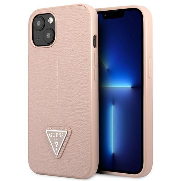 Guess Guhcp13Spsatlp Custodia Rigida Per Iphone 13 Mini 5.4 Rosa/Rosa Logo Saffianotriangle-image