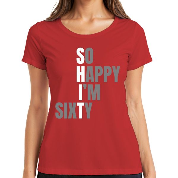 60° Compleanno Sixty So Happy I'm Sixty Divertente Idea Regalo Da Donna, Rosso, M-image