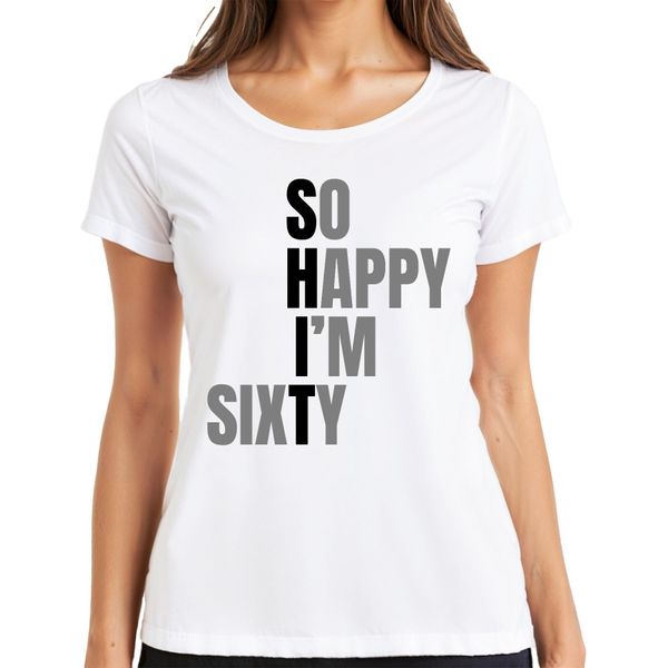 60° Compleanno Sixty So Happy I'm Sixty Divertente Idea Regalo Da Donna, Bianco, M-image