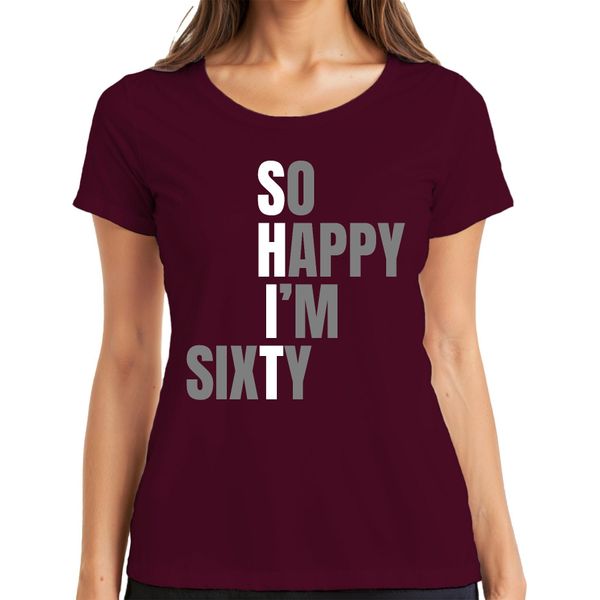 60° Compleanno Sixty So Happy I'm Sixty Divertente Idea Regalo Da Donna, Borgogna, L-image