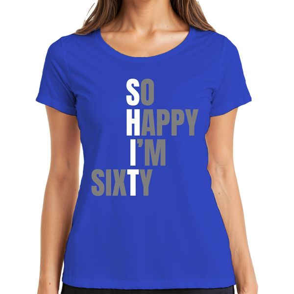 60° Compleanno Sixty So Happy I'm Sixty Divertente Idea Regalo Da Donna, Blu, L-image