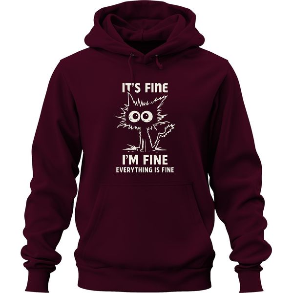 Va Bene, Sto Bene, Tutto Va Bene, Lustige Katze Sarkastisch Unisex Hoodie Kapuzenpullover, Burgundy, L-image