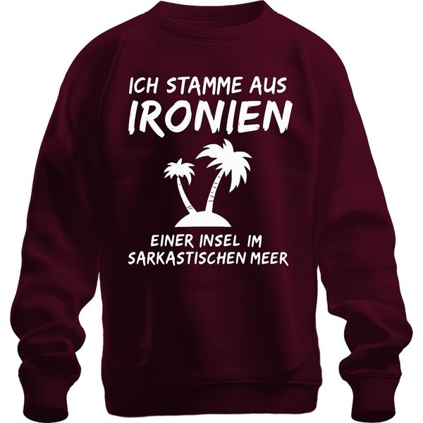 I'm From Ironies Of An Island Sarcastic Humour Palms Unisex Felpa Pullover, Borgogna, M-image