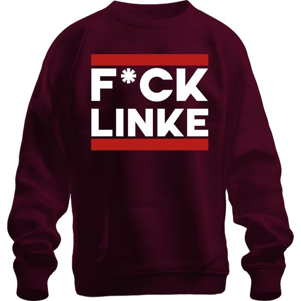 F*Ck Linke Protest Spruch Anti Links Politik Provokant Satire Unisex Felpa Pullover, Borgogna, L-image