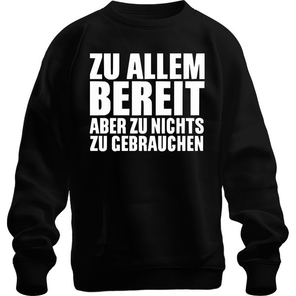 Pronto A Tutto Ma Non A Niente Divertente Ironico Umorismo Da Ufficio Fidanzato Unisex Felpa Pullover, Nero, L-image