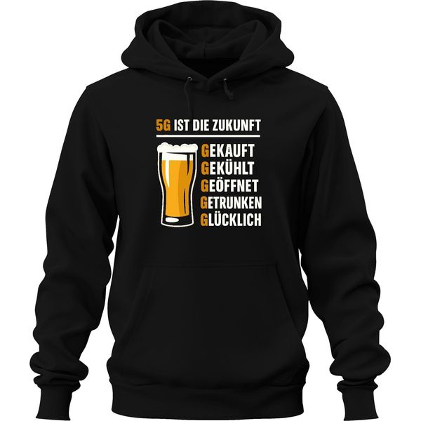 Il 5G è Il Futuro Bought Chilled Beer Drunk Beer Glass Pub Unisex Hoodie Felpa Con Cappuccio, Nero, Xxl-image