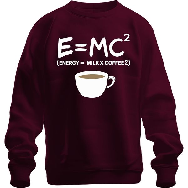 Theory Of Relativity Coffee Formula Nerd Physics Saying Morning Coffee Albert Einstein Felpa Unisex Pullover, Borgogna, M-image