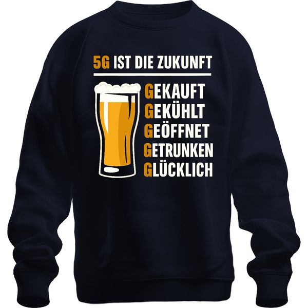 Il 5G è Il Futuro Bought Chilled Drunk Beer Beer Glass Pub Unisex Felpa Pullover, Navy, Xl-image