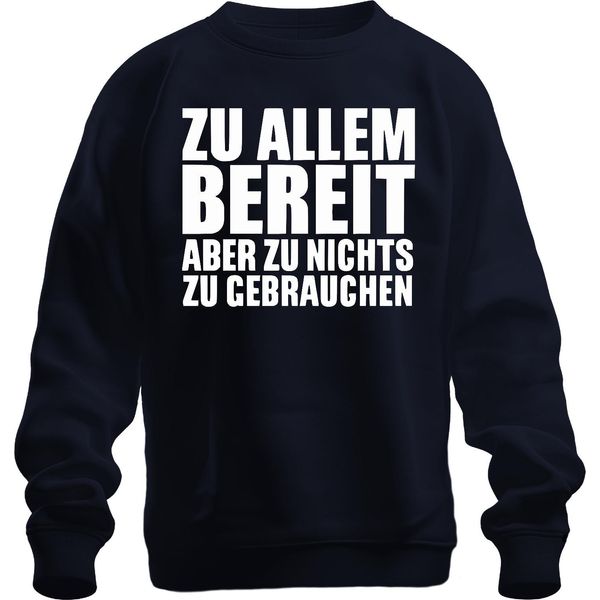 Pronto A Tutto Ma Non A Niente Divertente Ironico Umorismo Da Ufficio Boyfriend Pullover Felpa Unisex, Navy, L-image