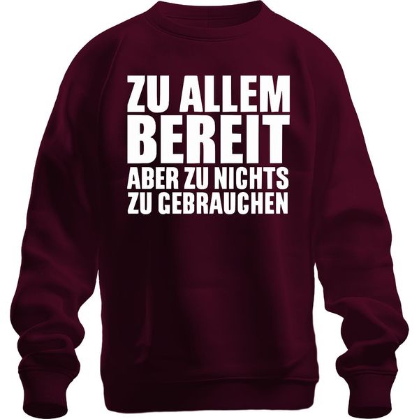 Pronto A Tutto Ma Non A Niente Divertente Ironico Umorismo Da Ufficio Fidanzato Pullover Felpa Unisex, Borgogna, M-image