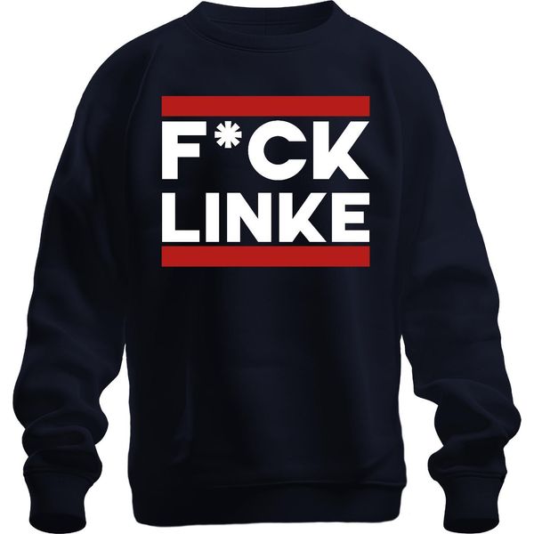 F*Ck Linke Protest Spruch Anti Links Politik Provokant Satire Unisex Felpa Pullover, Navy, Xl-image