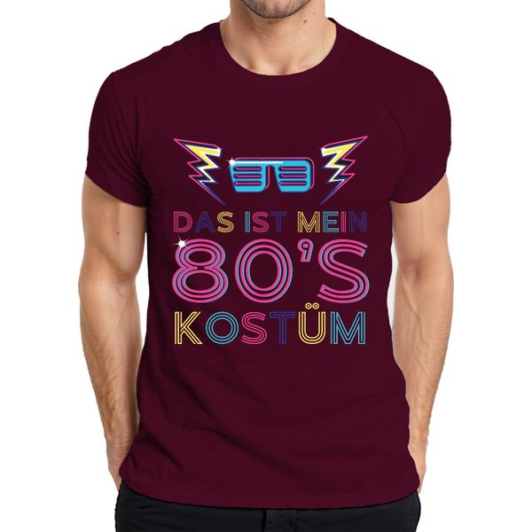 My 80'S Costume Maglietta Da Uomo Con Occhiali Da Festa Retrò Al Neon Degli Anni '80, Bordeaux, 3XL-image