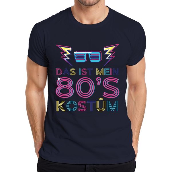 My 80'S Costume Maglietta Da Uomo Con Occhiali Da Festa Retrò Al Neon Degli Anni '80, Navy, Xxl-image