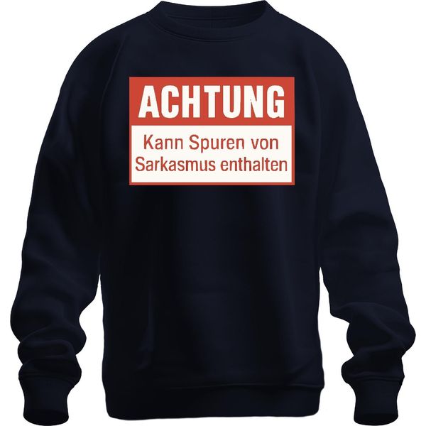 Attenzione Tracce Di Sarcasmo Incluse Divertente Umorismo Sarcastico Pullover Felpa Unisex, Marina, 3XL-image