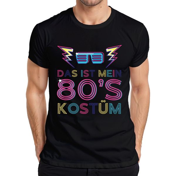 My 80'S Costume Maglietta Da Uomo Con Occhiali Da Festa Retrò Al Neon Degli Anni '80, Nero, 3XL-image