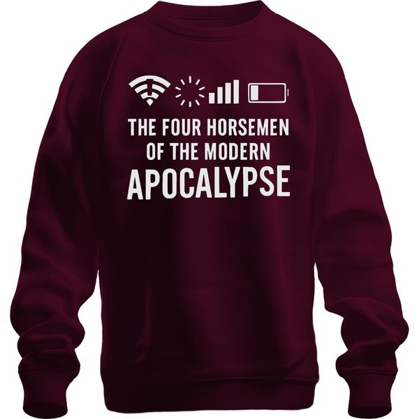 Four Horsemen Of The Modern Apocalypse Internet Joke Nerd Smartphone Unisex Sweatshirt Pullover, Burgundy, S-image
