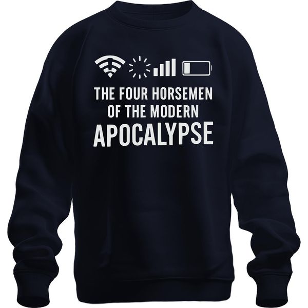 Four Horsemen Of The Modern Apocalypse Internet Joke Nerd Smartphone Unisex Felpa Pullover, Navy, L-image