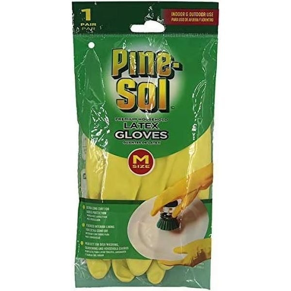 Pine Sol | Guanti Di Gomma - Taglia M - 1 Paio - Flocculati - Guanti Per La Pulizia-image
