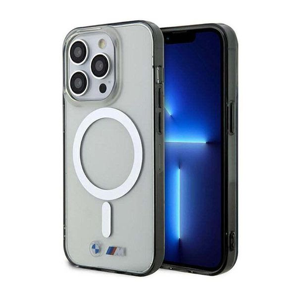 Etui Bmw Bmhmp14Lhcrs Iphone 14 Pro 6.1 Custodia Rigida Trasparente Argento Anello Magsafe-image