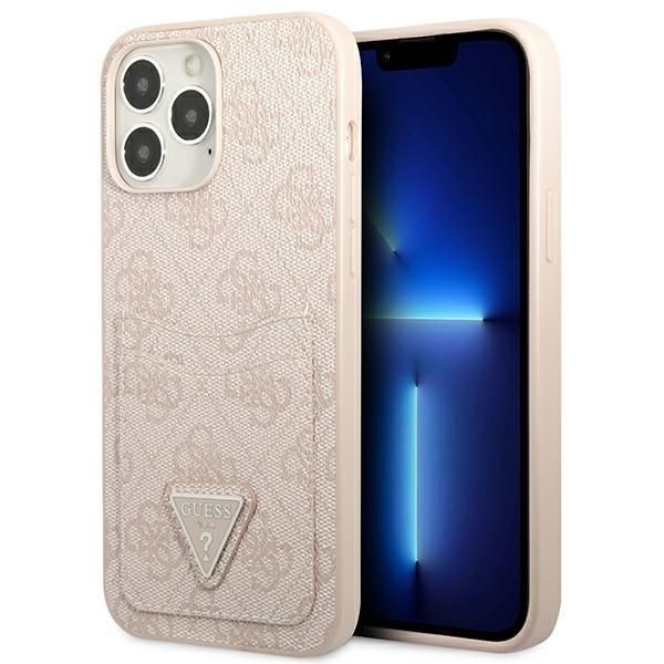 Guess Guhcp13Lp4Tpp Iphone 13 Pro / 13 6.1 Rosa / Rosa Custodia Rigida 4G Triangolo Logo Cardslot-image