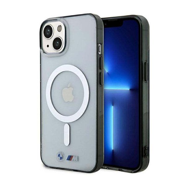 Etui Bmw Bmhmp14Shcrs Iphone 14 / 15 / 13 6.1 Custodia Rigida Trasparente Argento Anello Magsafe-image