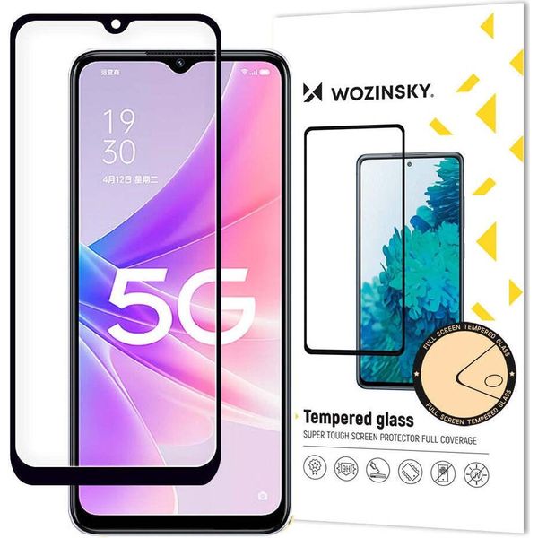 Wozinsky Pieno Colla Vetro Temperato Oppo A77 4G / A57 4G / A57S / A57E Schermo Completo Con Telaio Nero (Case Friendly)-image