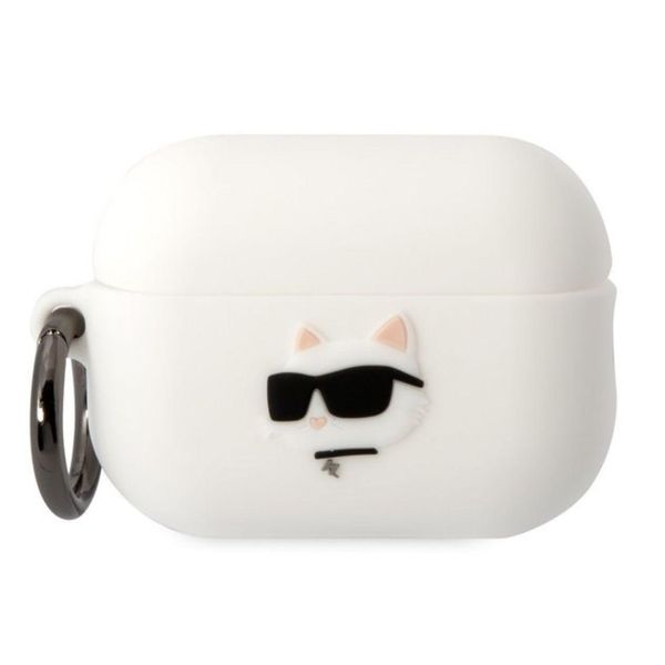 Karl Lagerfeld Klap2Runchh Airpods Pro 2 (2022/2023) Cover BiałY/Bianco Silicone Choupette Head 3D-image