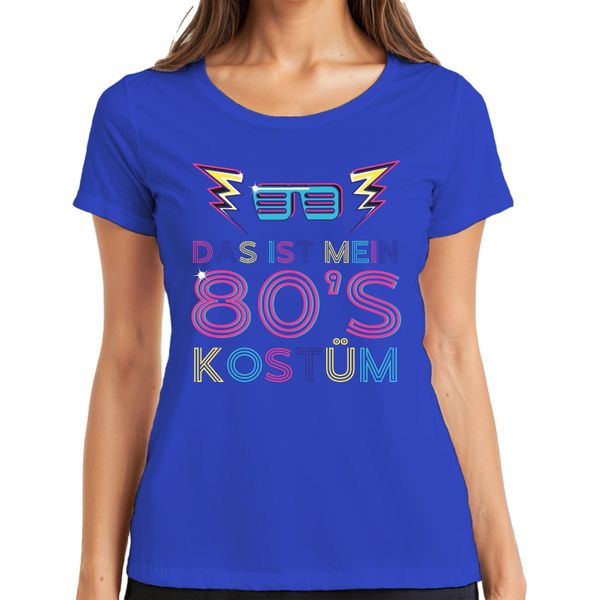 My 80'S Costume Maglietta Da Donna Con Occhiali Da Festa Retrò Al Neon Degli Anni '80, Blu, L-image