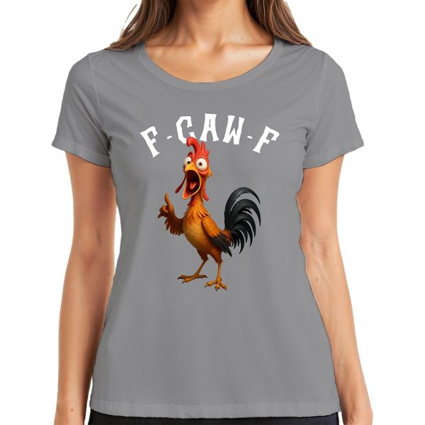 F-GAW-F Divertente Pollo Cartone Animato Gallo Fattoria Regalo Meme Dire Signore T-Shirt, Grigio, 3XL-image