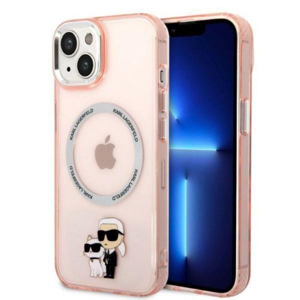 Karl Lagerfeld Klhmp14Mhnkcip Custodia Rigida Per Iphone 14 Plus / 15 Plus 6,7 RóżOwy/Pink Iconic Karl&Choupette Magsafe-image