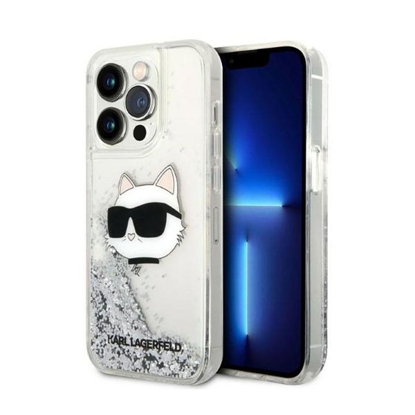 Karl Lagerfeld Klhcp14Llnchcs Custodia Rigida Per Iphone 14 Pro 6.1 Argento/Silver Glitter Choupette Head-image