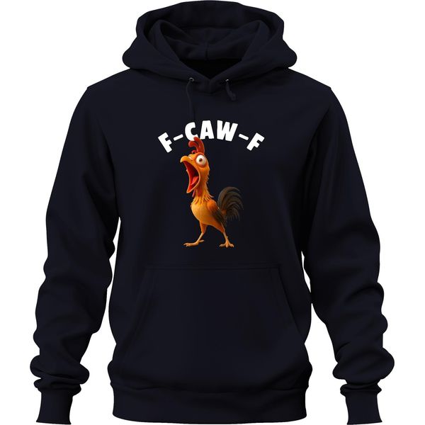 F-CAW-F Divertente Pollo Cartone Animato Gallo Fattoria Regalo Umorismo Scherzo Felpa Con Cappuccio Unisex, Navy, 3XL-image