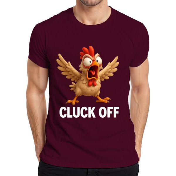 Cluck Off Divertente Pollo Arrabbiato Fattoria Regalo Umorismo Sfacciato T-Shirt Da Uomo, Borgogna, S-image