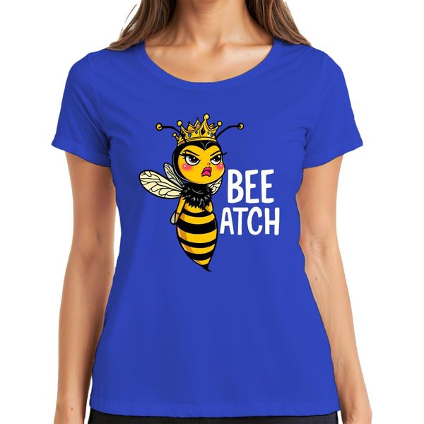 Bee Atch Ape Regina Impertinente Con Corona, Divertente Maglietta Da Donna, Blu, L-image