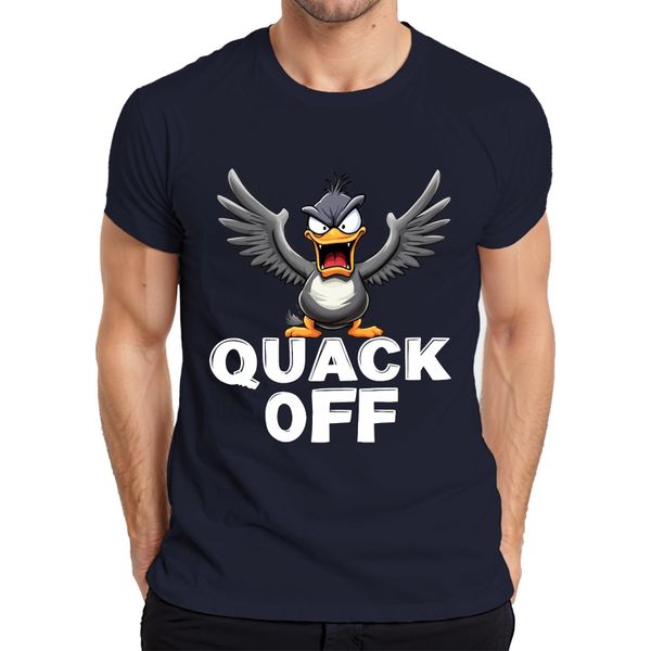 Maglietta Da Uomo Sarcastica Quack Off Divertente Anatra Arrabbiata, Navy, 3XL-image