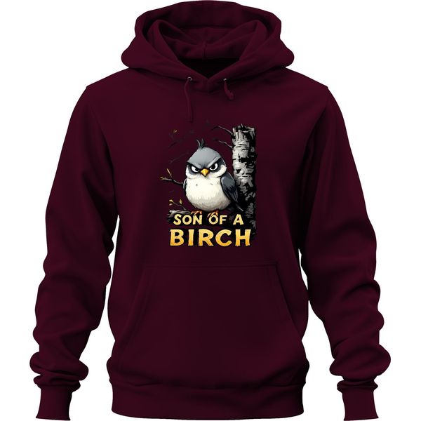 Son Of A Birch Lustiger Vogel Grimmig Birke Cartoon Gift Wald Unisex Hoodie Kapuzenpullover, Borgogna, L-image