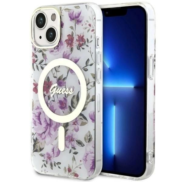 Guess Guhmp14Mhcfwst Custodia Rigida Trasparente Per Iphone 14 Plus/ 15 Plus 6.7 Fiore Magsafe-image