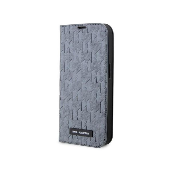 Karl Lagerfeld Klbkp14Ssaklhpg Iphone 14 / 15 / 13 6.1 Bookcase Srebrny/Silver Saffiano Monogram-image