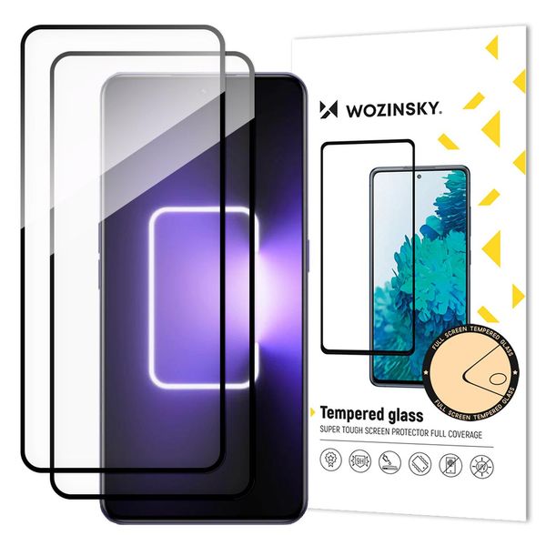 Wozinsky Piena Colla Vetro Temperato 2X Per Realme Gt Neo 5 / Realme Gt3 9H Schermo Intero Con Cornice Nera-image