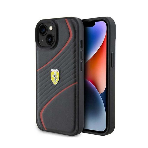 Ferrari Fehcp15Sptwk Custodia Rigida Per Iphone 15 / 14 / 13 6.1 Czarny/Nero Con Logo In Metallo Torsione-image