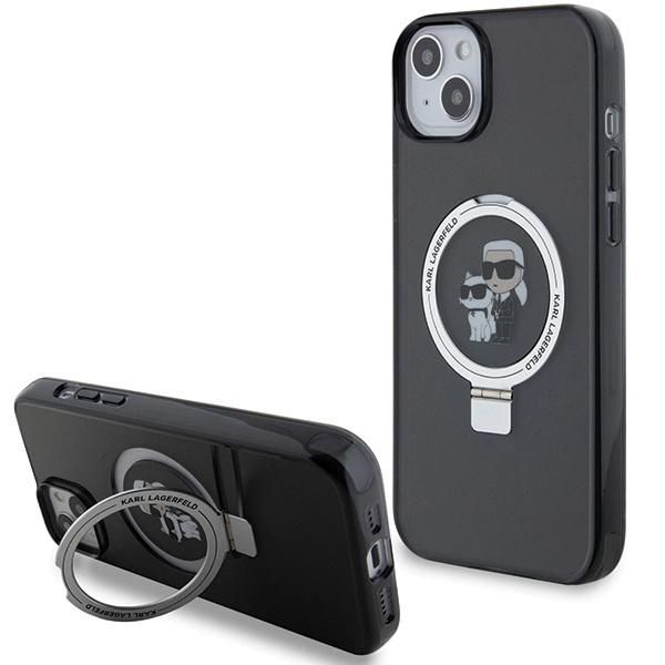Karl Lagerfeld Klhmp14Shmrskck Iphone 14 / 15 / 13 6.1 Czarny/Nero Custodia Rigida Ad Anello Karl&Choupettte Magsafe-image