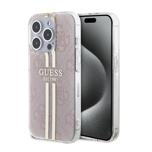 Guess Guhcp15Lh4Psegp Iphone 15 Pro 6.1 RóżOwy/Pink Custodia Rigida Iml 4G Gold Stripe-image